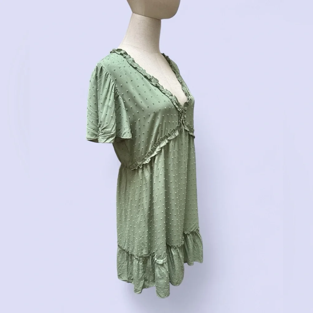 V-neck Ruffled Short Sleeve Dress Size Small - Picture 5 of 9